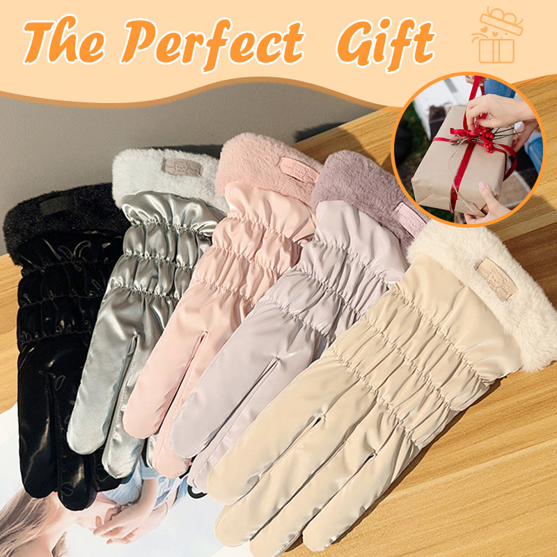 Warme Plüschhandschuhe mit Touchscreen-Fingern