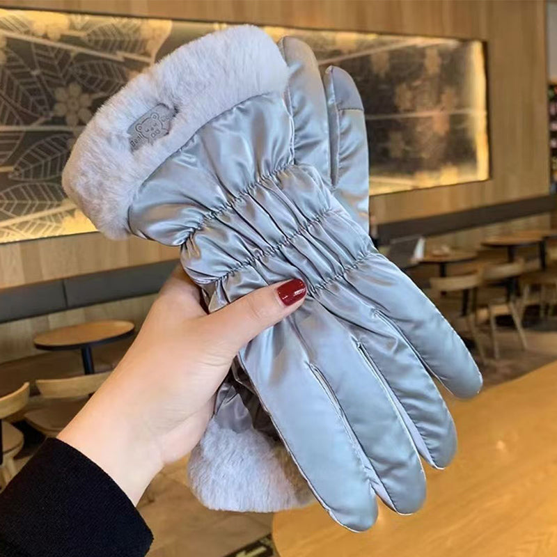 Warme Plüschhandschuhe mit Touchscreen-Fingern