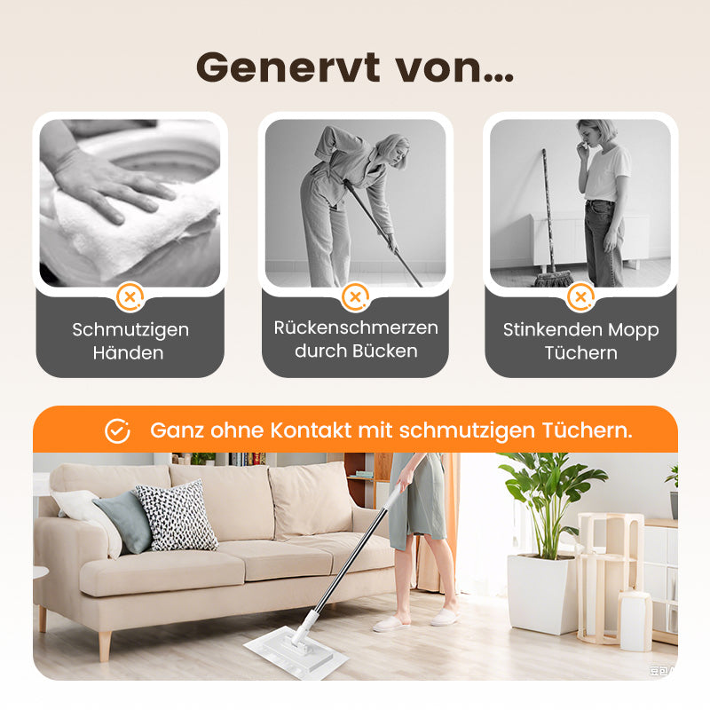 Einweg-Staubmopp mit 4 wiederverwendbaren Bezügen – Praktisch und effektiv