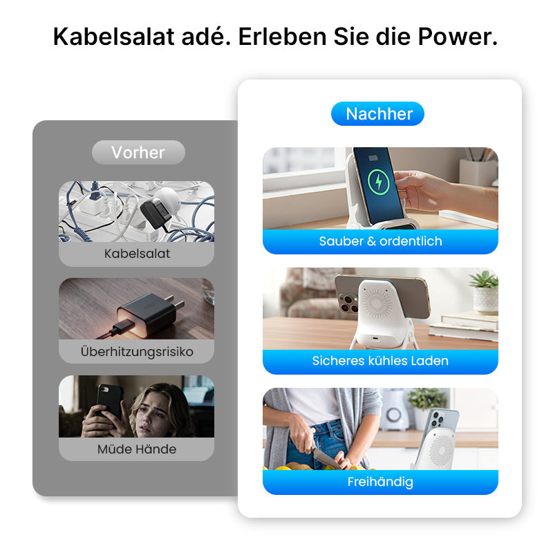 🔥 🎁 Multifunktionale kabellose Halterung mit Schnellladegerät für Smartphones