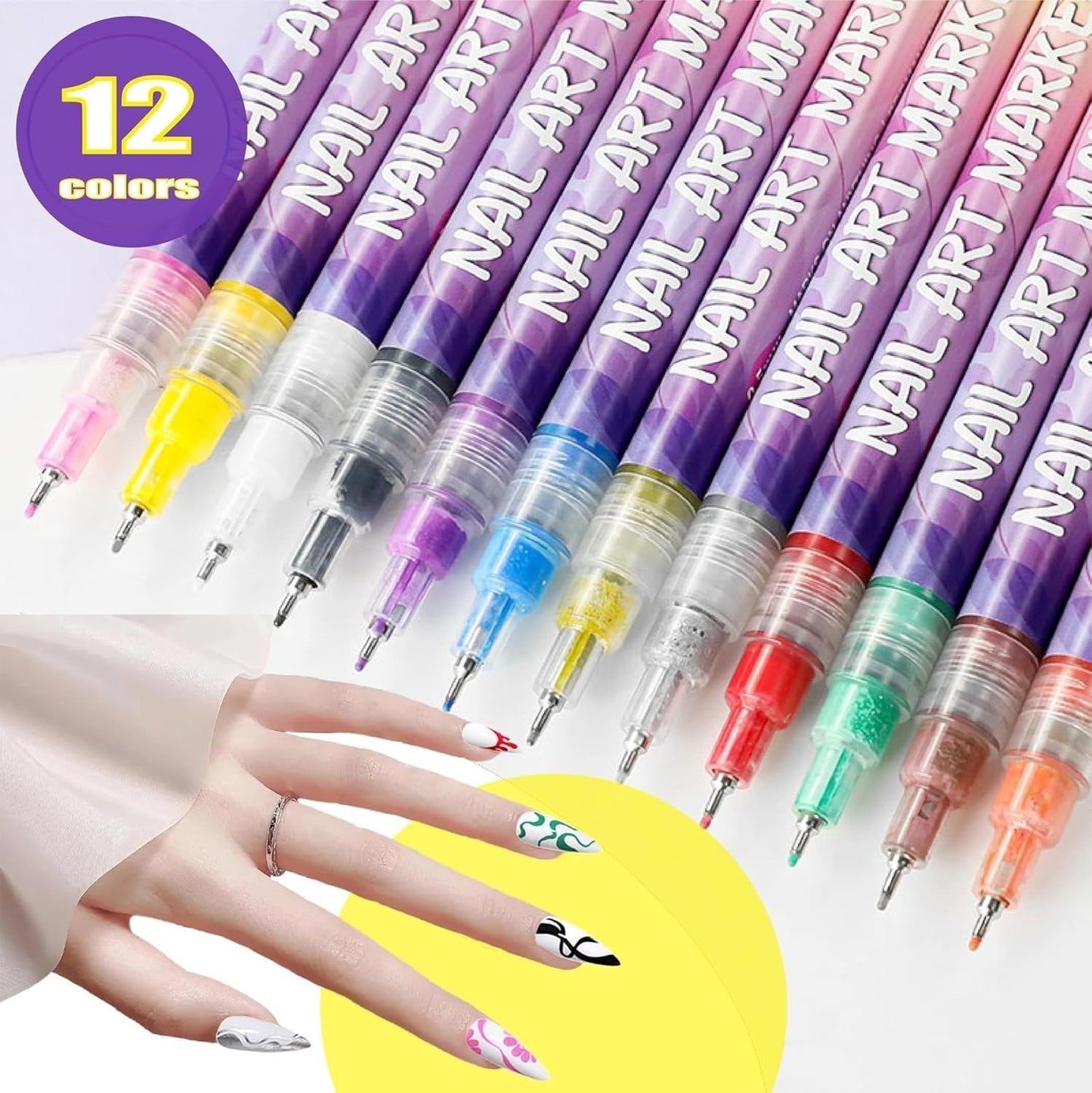 🎁🔥 LETZTER TAG DER AKTION - 50 % RABATT ⏳12 Farben Nagelkunst-Stifte Set🎨💅
