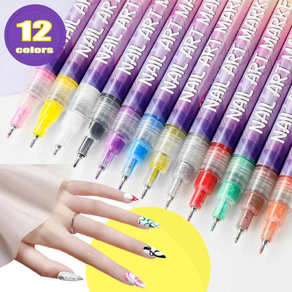 🎁🔥 LETZTER TAG DER AKTION - 50 % RABATT ⏳12 Farben Nagelkunst-Stifte Set🎨💅