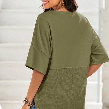 Lässiges Button-Down-Oberteil aus Waffelstrick