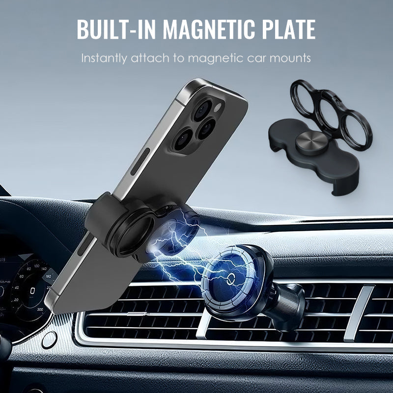✨ ✨ Dual-Ring Drei-Finger Handyhalter – 360° Rotation + Magnetische Halterung✨