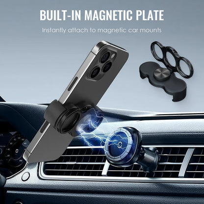 ✨ ✨ Dual-Ring Drei-Finger Handyhalter – 360° Rotation + Magnetische Halterung✨