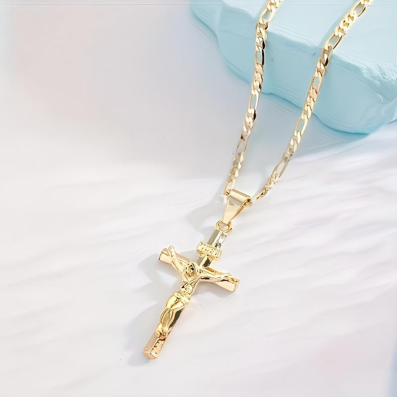 Herren-Kette mit Kreuz-Anhänger – Goldfarben ✝️💛