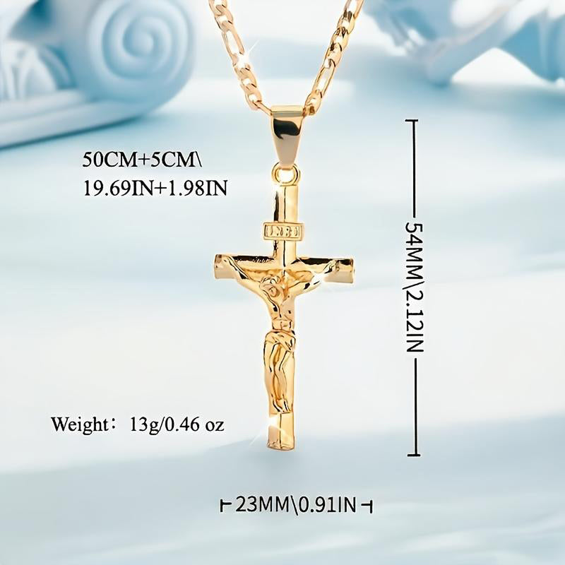 Herren-Kette mit Kreuz-Anhänger – Goldfarben ✝️💛