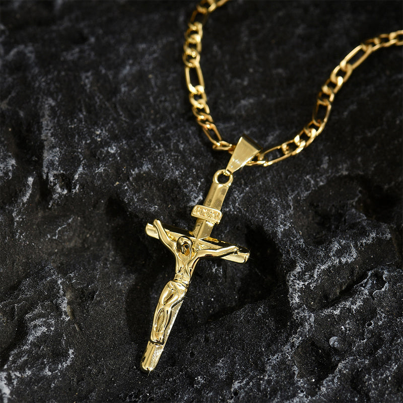 Herren-Kette mit Kreuz-Anhänger – Goldfarben ✝️💛
