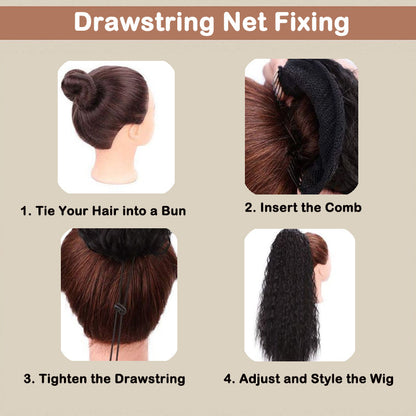 18 Zoll lockige, gewellte Frizz-Haarverlängerung mit Pferdeschwanz