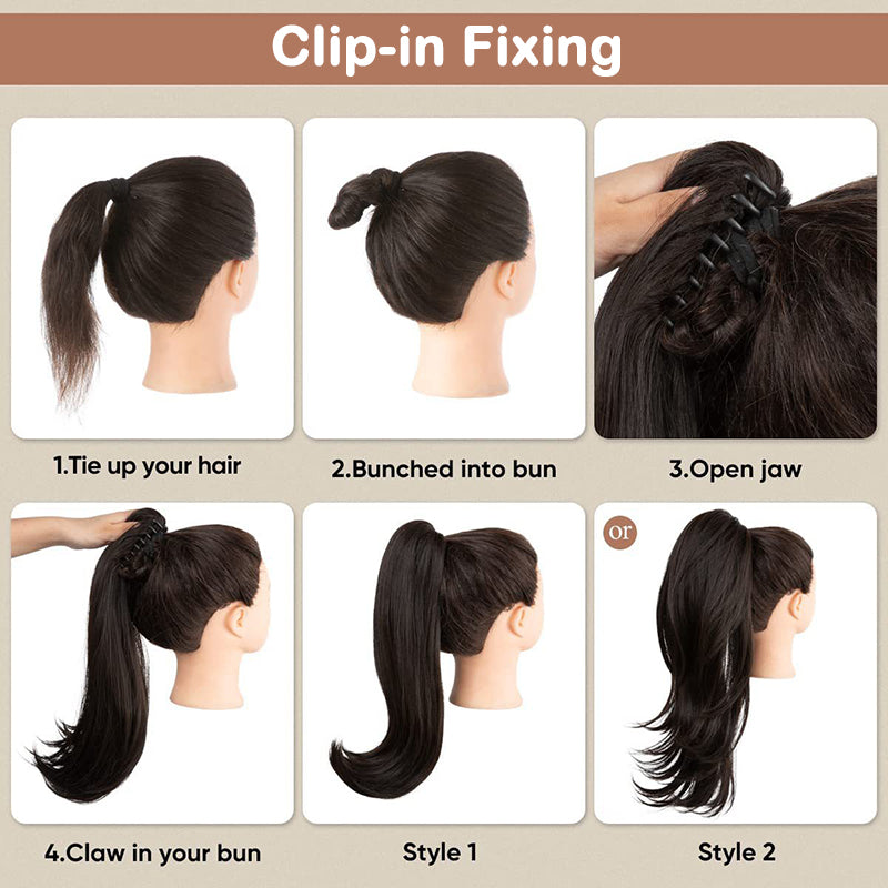 18 Zoll lockige, gewellte Frizz-Haarverlängerung mit Pferdeschwanz