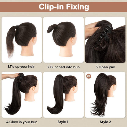 18 Zoll lockige, gewellte Frizz-Haarverlängerung mit Pferdeschwanz